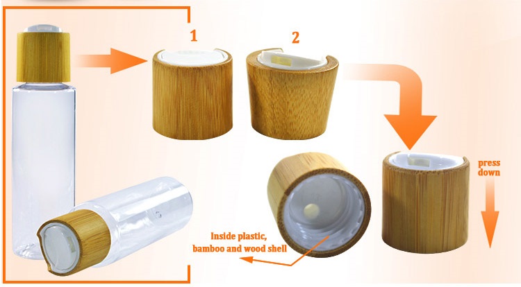 White PET Plastic Bottle and JAR set With Bamboo Lid Пластиковая бутылка белого питомца и банка с бамбуковой крышкой