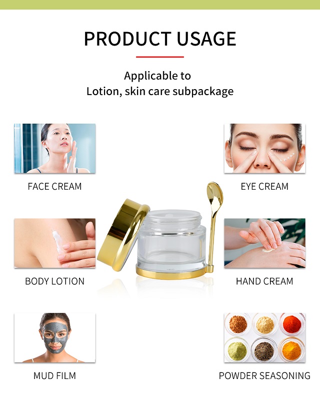 Glass Face Cream Jar with Spoon for Lotion Honey Стеклянная банка для крема для лица с ложкой для медового лосьона