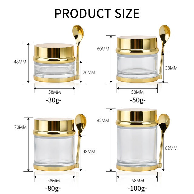 Glass Face Cream Jar with Spoon for Lotion Honey Стеклянная банка для крема для лица с ложкой для медового лосьона