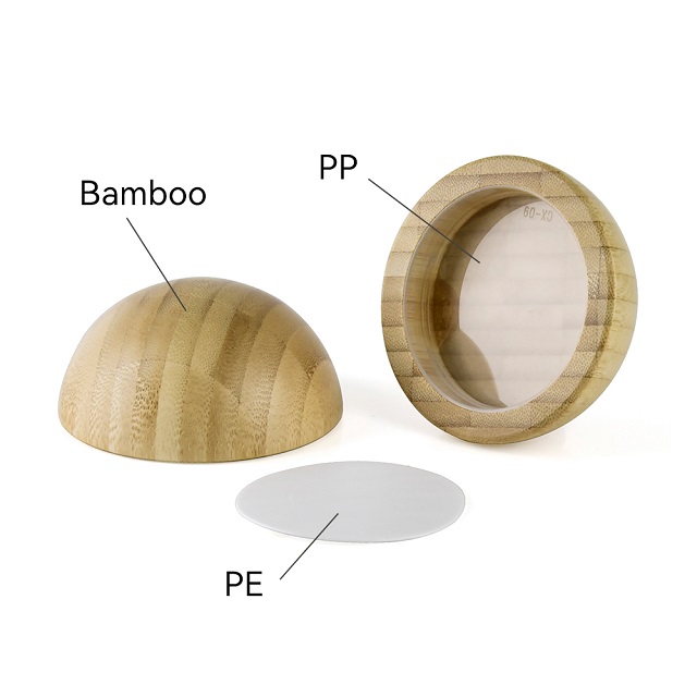 Amber PET Plastic Cream Jar with Bamboo Lid Янтарная пластиковая банка для крема из ПЭТ с бамбуковой крышкой
