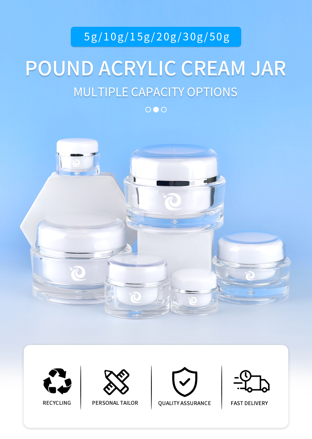 Round Double Wall Plastic Eye Face Cream Jar Круглая пластиковая банка для крема для лица с двойными стенками