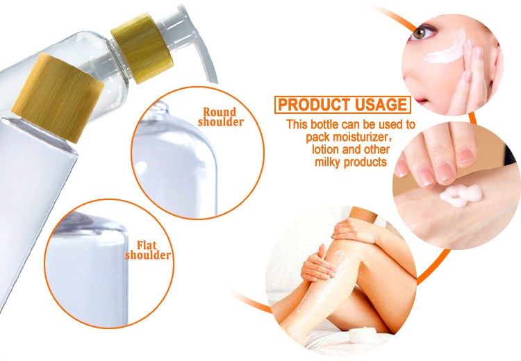 White PET Plastic Bottle and JAR set With Bamboo Lid Пластиковая бутылка белого питомца и банка с бамбуковой крышкой