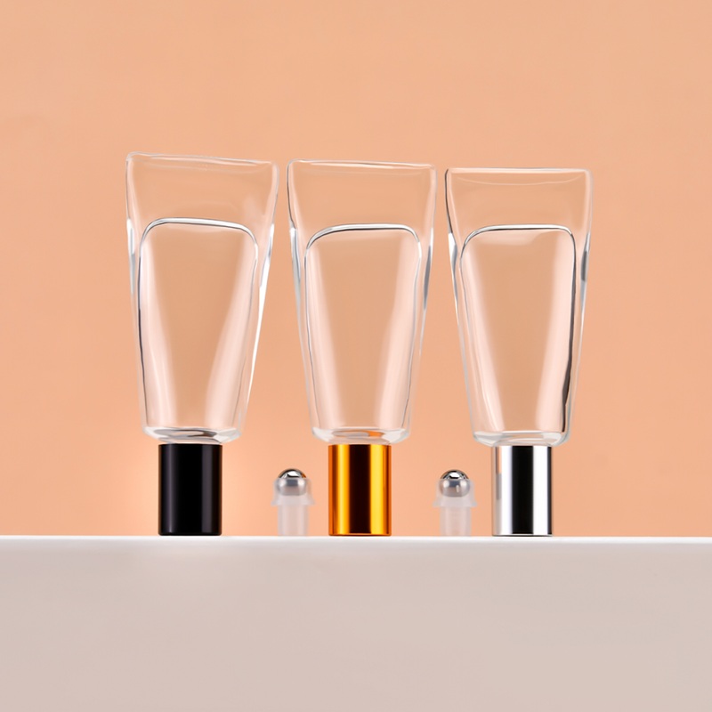 Refillable Serum Cosmetic Packaging 10ml Transparent Essential Oil Fragrance Perfume Oil Roll on Glass Bottle with Roller Ball Многоразовая косметическая упаковка с сывороткой, 10 мл прозрачное ароматическое парфюмерное масло с эфирным маслом в рулоне на стеклянной бутылке с роликовым шариком