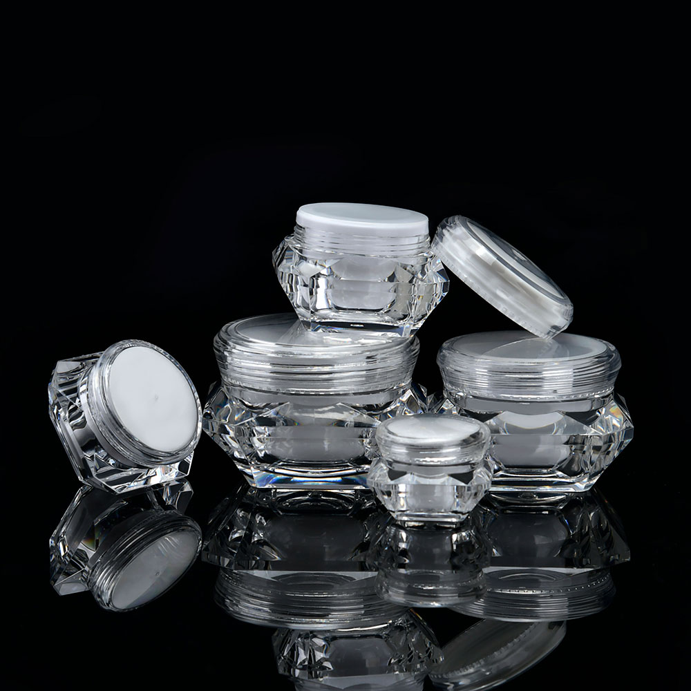 Верхняя крышка из розового золота, ромбовидный корпус, двухслойный акриловый контейнер для косметической упаковки, пластиковая банка для крема