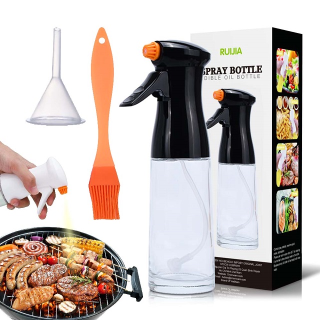 Распылитель масла для приготовления пищи - стеклянный распылитель оливкового масла Mister на 200 мл, распылитель оливкового масла, кухонные гаджеты, аксессуары для фритюрницы, распылитель масла канолы, широко используемый для приготовления салатов, выпечки, жарки