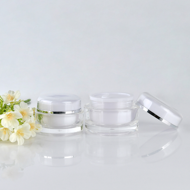 5г 15г 30г 50г Акриловый контейнер для крема Пустая прозрачная круглая пластиковая банка с двойной стенкой для крема для глаз и лица Косметическая упаковка для ухода за кожей