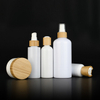 Бамбуковый набор косметической упаковки, 100 мл, 250 мл, 500 мл, банка для крема для ухода за кожей, белая пластиковая бутылка-распылитель для шампуня, лосьона с бамбуковым насосом