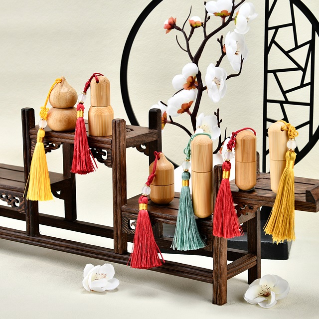 Китайский стиль, 1 мл, 2 мл, 5 мл, бамбуковое эфирное масло, ролик на бутылке, переупаковка, пустой флакон для духов с кисточкой