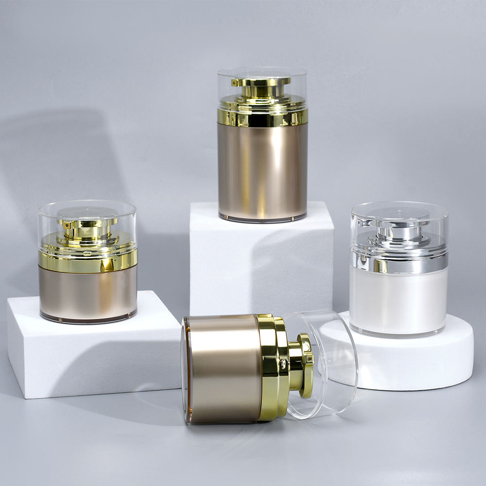 Роскошный пустой флакон с вакуумным эмульсионным насосом 30 г, 50 г, 100 г, золото, серебро, безвоздушный насос, банка для путешествий, контейнер для лосьона для упаковки косметики