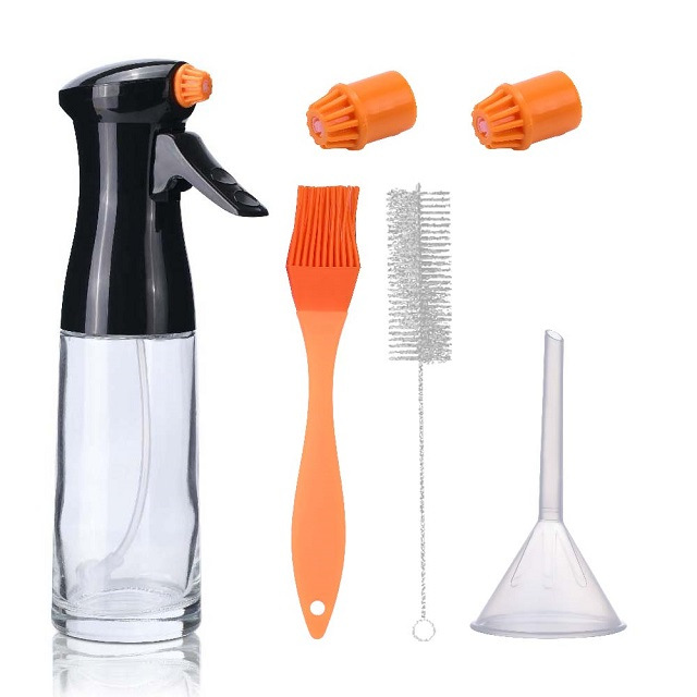 Распылитель масла для приготовления пищи - стеклянный распылитель оливкового масла Mister на 200 мл, распылитель оливкового масла, кухонные гаджеты, аксессуары для фритюрницы, распылитель масла канолы, широко используемый для приготовления салатов, выпечки, жарки