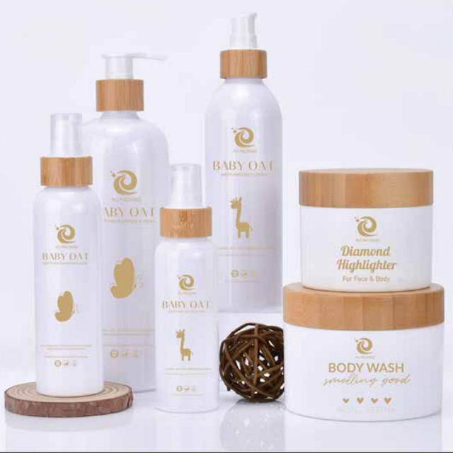 Бамбуковый набор косметической упаковки, 100 мл, 250 мл, 500 мл, банка для крема для ухода за кожей, белая пластиковая бутылка-распылитель для шампуня, лосьона с бамбуковым насосом