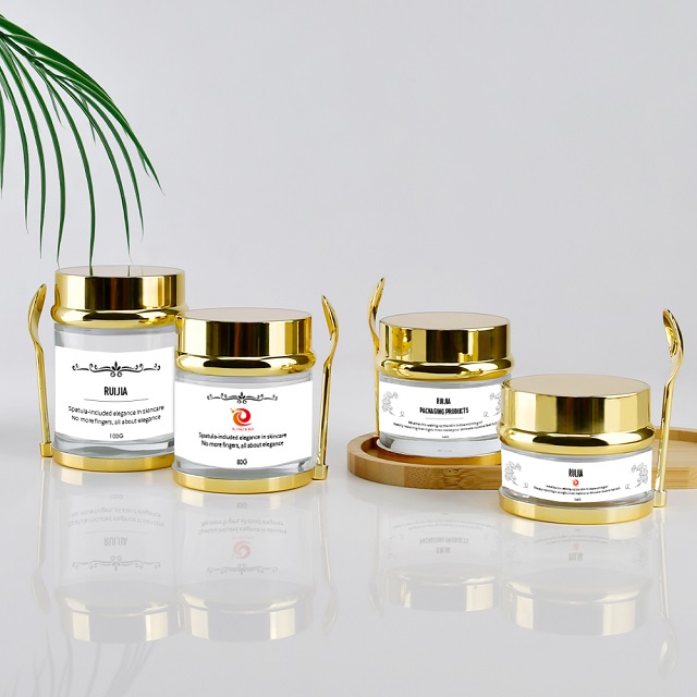 Роскошный косметический контейнер, упаковка, 30 г, 50 г, 80 г, 100 г, масло для ухода за кожей, стеклянная банка для крема для лица с ложкой для лосьона, меда
