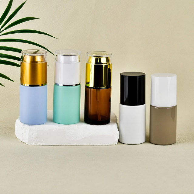 Роскошная стеклянная бутылка с тонером для косметического лосьона 30 мл 50 мл 60 мл 100 мл 120 мл Матовая прозрачная стеклянная бутылка с насосом