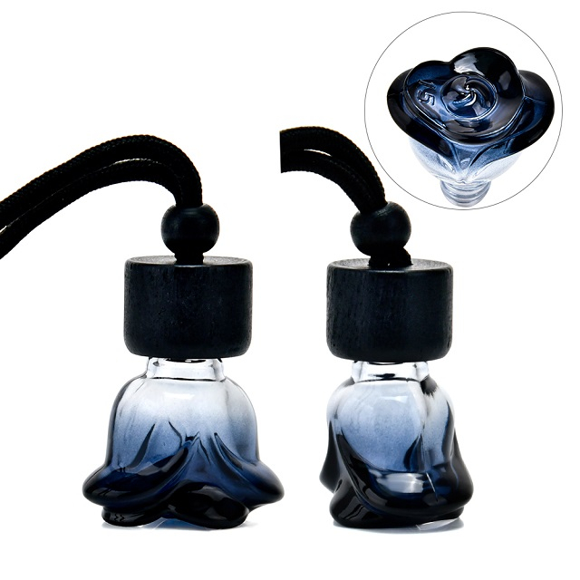 Оптовая продажа 8 мл освежитель воздуха диффузор пустой матовый черный автомобильный подвесной флакон духов с деревянной крышкой