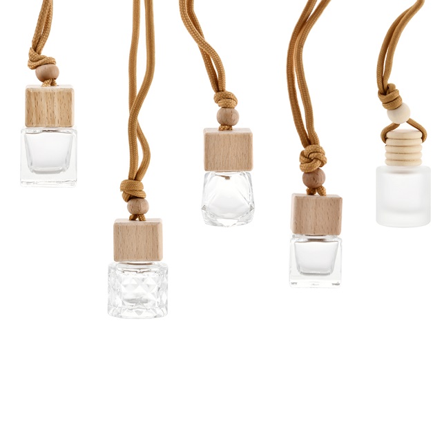 Оптовая продажа, красочные пустые 8 мл ромбовидной формы, подвесной автомобиль с эфирным маслом, подвеска для автомобиля, диффузор для ароматов, стеклянный флакон для духов