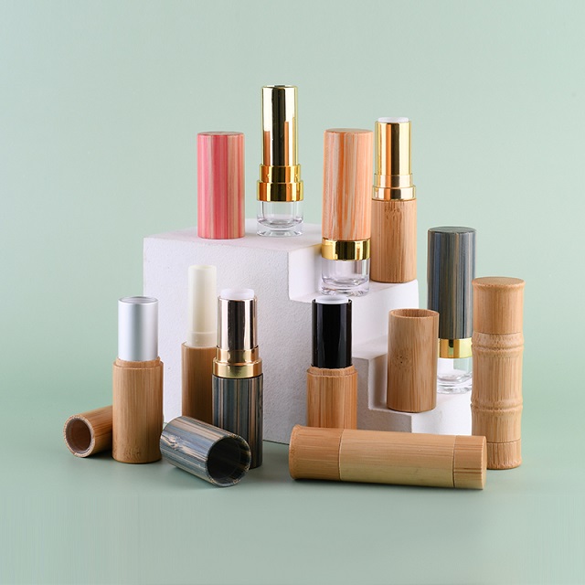 Роскошный логотип с индивидуальным логотипом, 3 мл, 5 мл, экологически чистый пустой тюбик для губной помады, упаковка из натурального бамбука, бальзам для губ, тюбик для губной помады