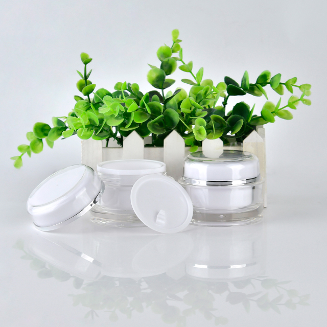 5г 15г 30г 50г Акриловый контейнер для крема Пустая прозрачная круглая пластиковая банка с двойной стенкой для крема для глаз и лица Косметическая упаковка для ухода за кожей