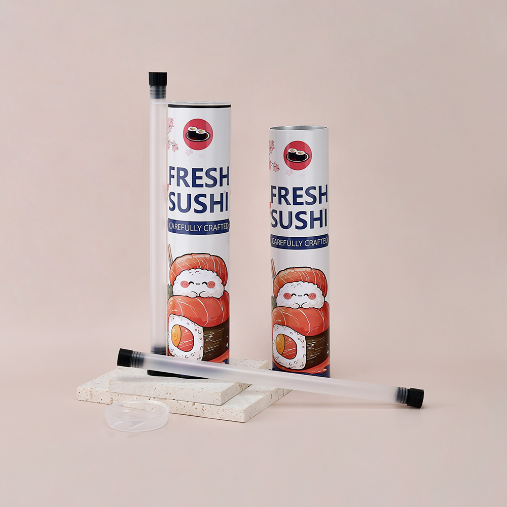 Напечатанная на заказ экологически чистая пищевая суши-пуш-поп-бумажная туба-цилиндр бумажная канистра упаковка для суши