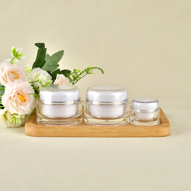 5г 15г 30г 50г Акриловый контейнер для крема Пустая прозрачная круглая пластиковая банка с двойной стенкой для крема для глаз и лица Косметическая упаковка для ухода за кожей