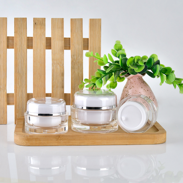 5г 15г 30г 50г Акриловый контейнер для крема Пустая прозрачная круглая пластиковая банка с двойной стенкой для крема для глаз и лица Косметическая упаковка для ухода за кожей