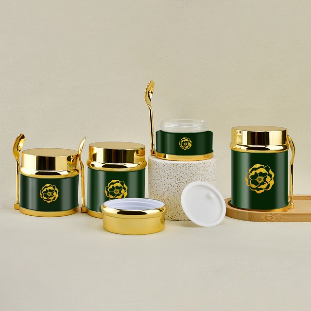 Роскошный косметический контейнер, упаковка, 30 г, 50 г, 80 г, 100 г, масло для ухода за кожей, стеклянная банка для крема для лица с ложкой для лосьона, меда