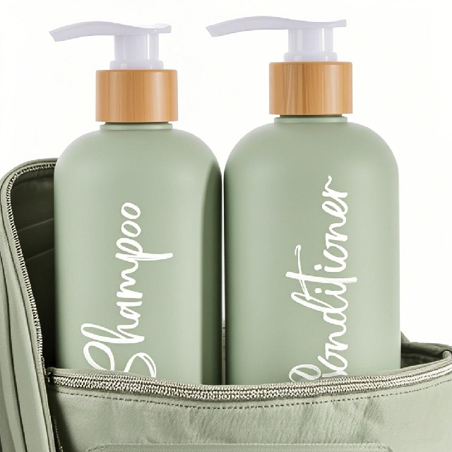 Дорожная косметическая упаковка «сделай сам», 300 мл шампунь и бутылка с насосом для мытья тела с бамбуковой крышкой