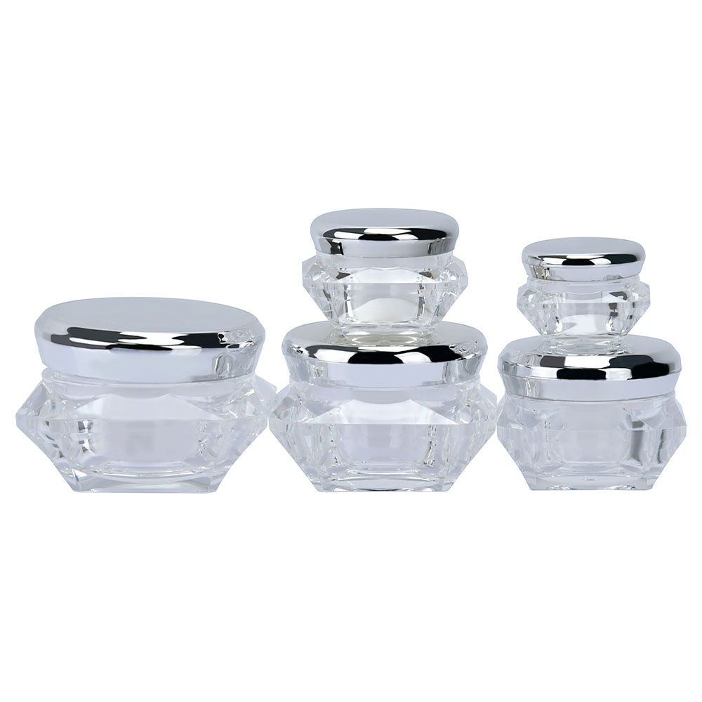 Верхняя крышка из розового золота, ромбовидный корпус, двухслойный акриловый контейнер для косметической упаковки, пластиковая банка для крема