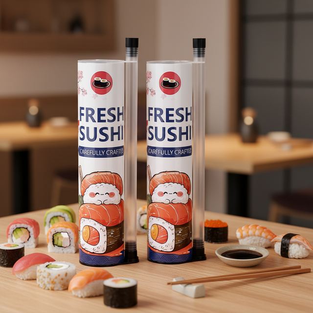 Напечатанная на заказ экологически чистая пищевая суши-пуш-поп-бумажная туба-цилиндр бумажная канистра упаковка для суши