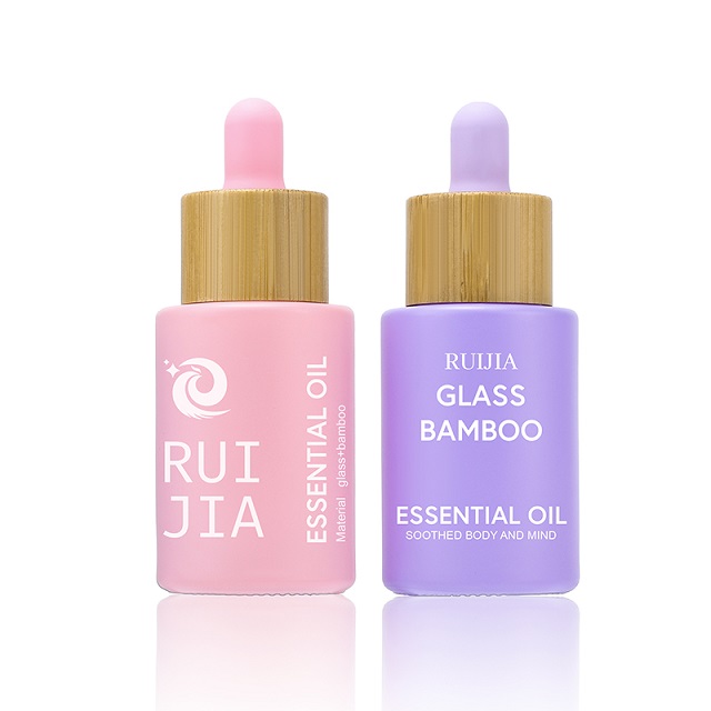 Изготовленный на заказ логотип 100 мл матовая стеклянная косметическая упаковка 15 мл 20 мл 30 мл 50 мл круглые стеклянные флаконы для эфирного масла для волос и лица с бамбуковой крышкой-капельницей