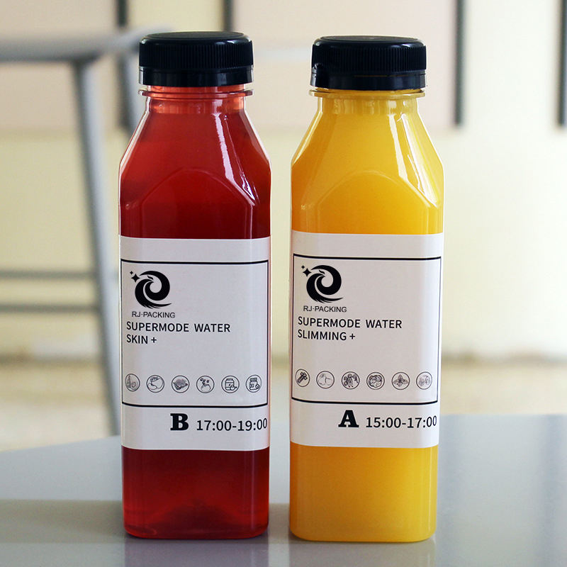 Новая пустая квадратная пластиковая бутылка для сока пищевого качества на 12 унций с крышкой 350 мл бутылка для фруктового сока с винтовой крышкой