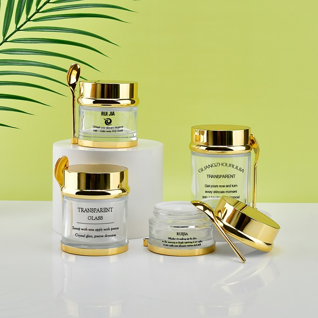 Роскошный косметический контейнер, упаковка, 30 г, 50 г, 80 г, 100 г, масло для ухода за кожей, стеклянная банка для крема для лица с ложкой для лосьона, меда