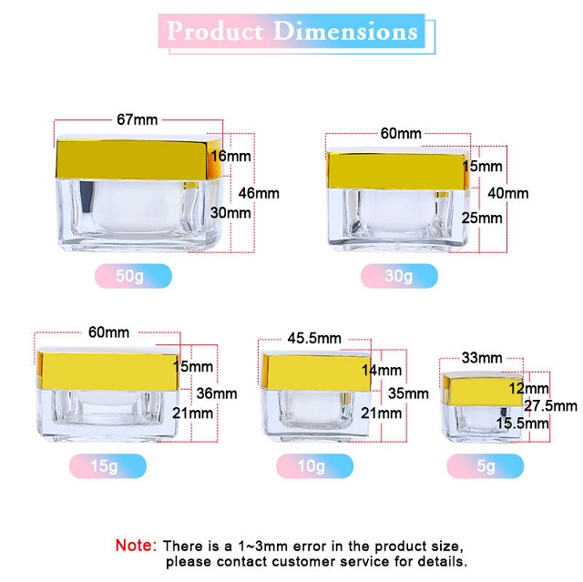 10 г 30 г 50 г Роскошная квадратная пустая пластиковая прозрачная банка для ухода за кожей Контейнер для крема Квадратная акриловая банка для крема для косметики